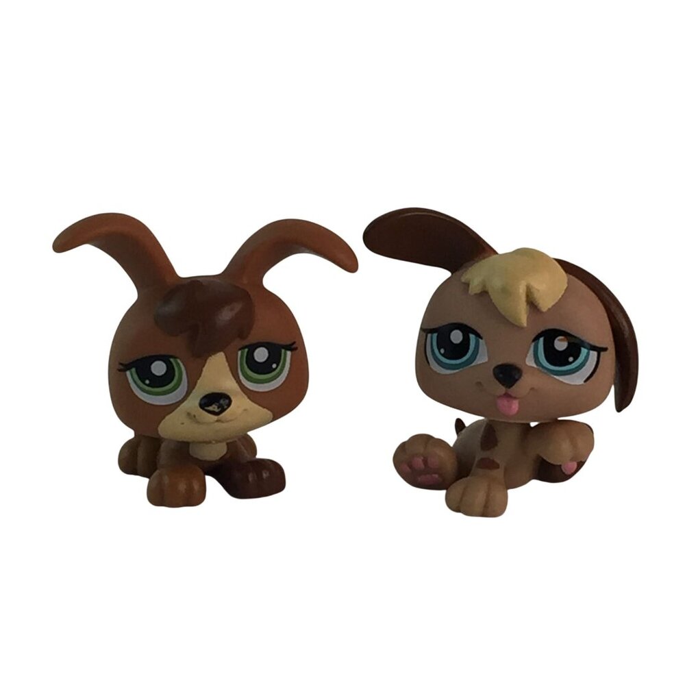 Littlest Pet Shop LPS Petriplet Dogs #1338 Brown #134 Tan Puppy Figures‎